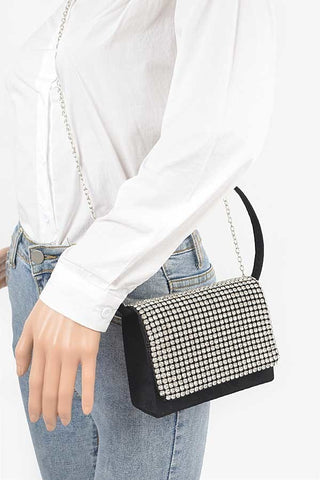 Black Rhinestone cross body bag