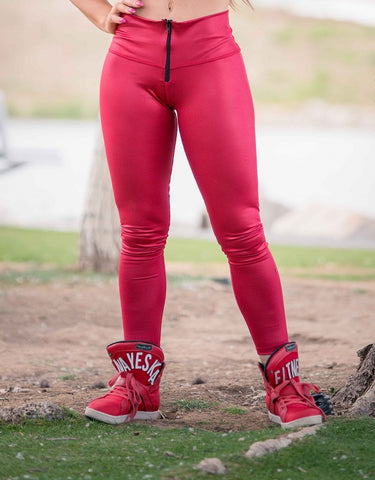 Red Katrina Zipper Leggings